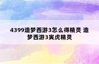 4399造梦西游3怎么得精灵 造梦西游3寅虎精灵